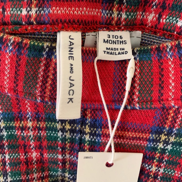 NWT Janie and Jack Baby Holiday Plaid Outfit, Tartan Leggings + Fur-Trim Top Set - Picture 7 of 9